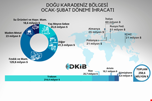 DOĞU KARADENİZ BÖLGESİ'NDEN OCAK-ŞUBAT DÖNEMİNDE 258 MİLYON DOLAR İHRACAT GERÇEKLEŞTİ